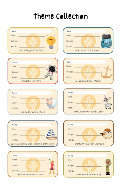 Book labels - Things that remind us of the Bible