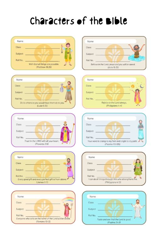 Book labels - Characters of the Bible