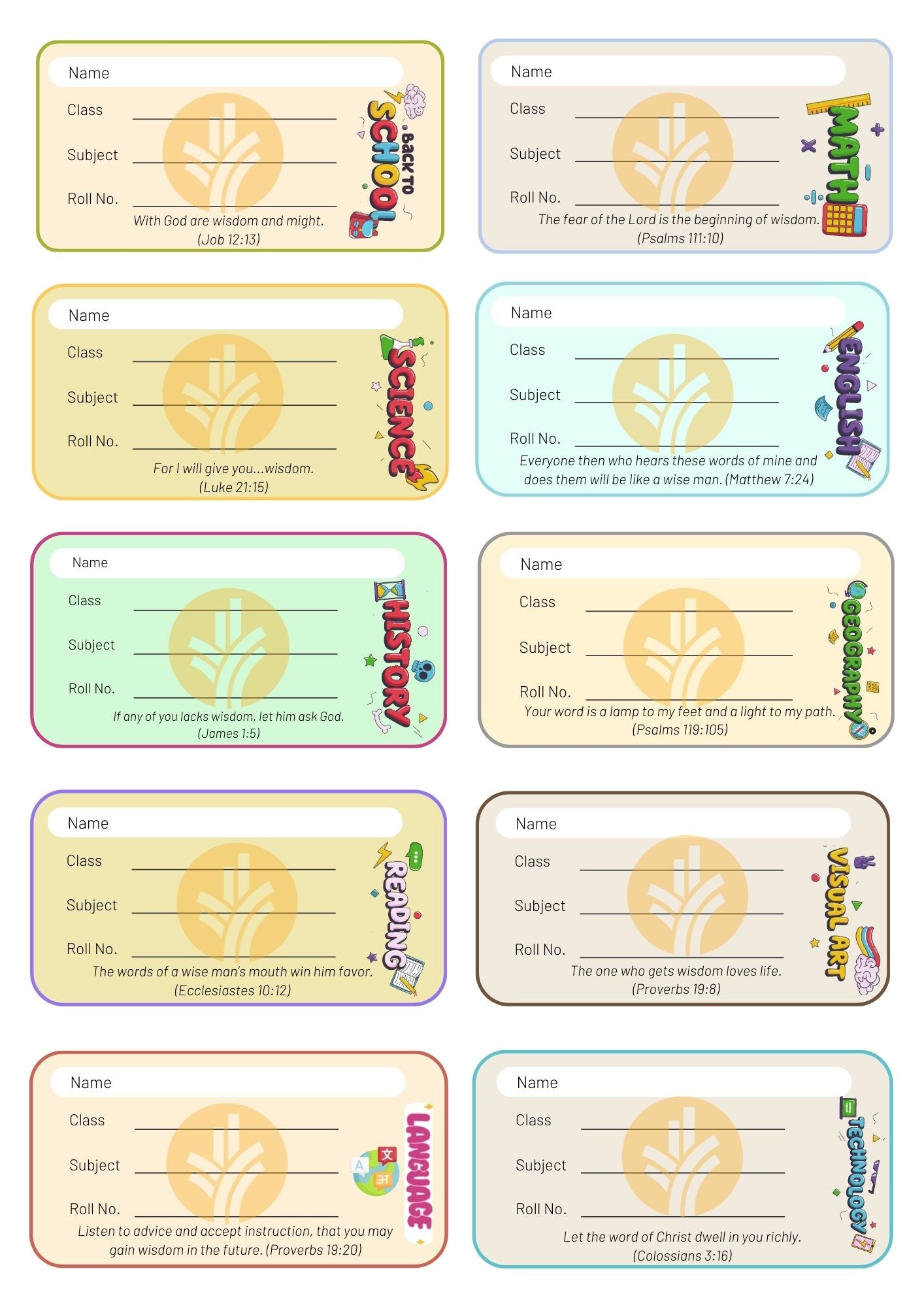 Book labels - Subjects