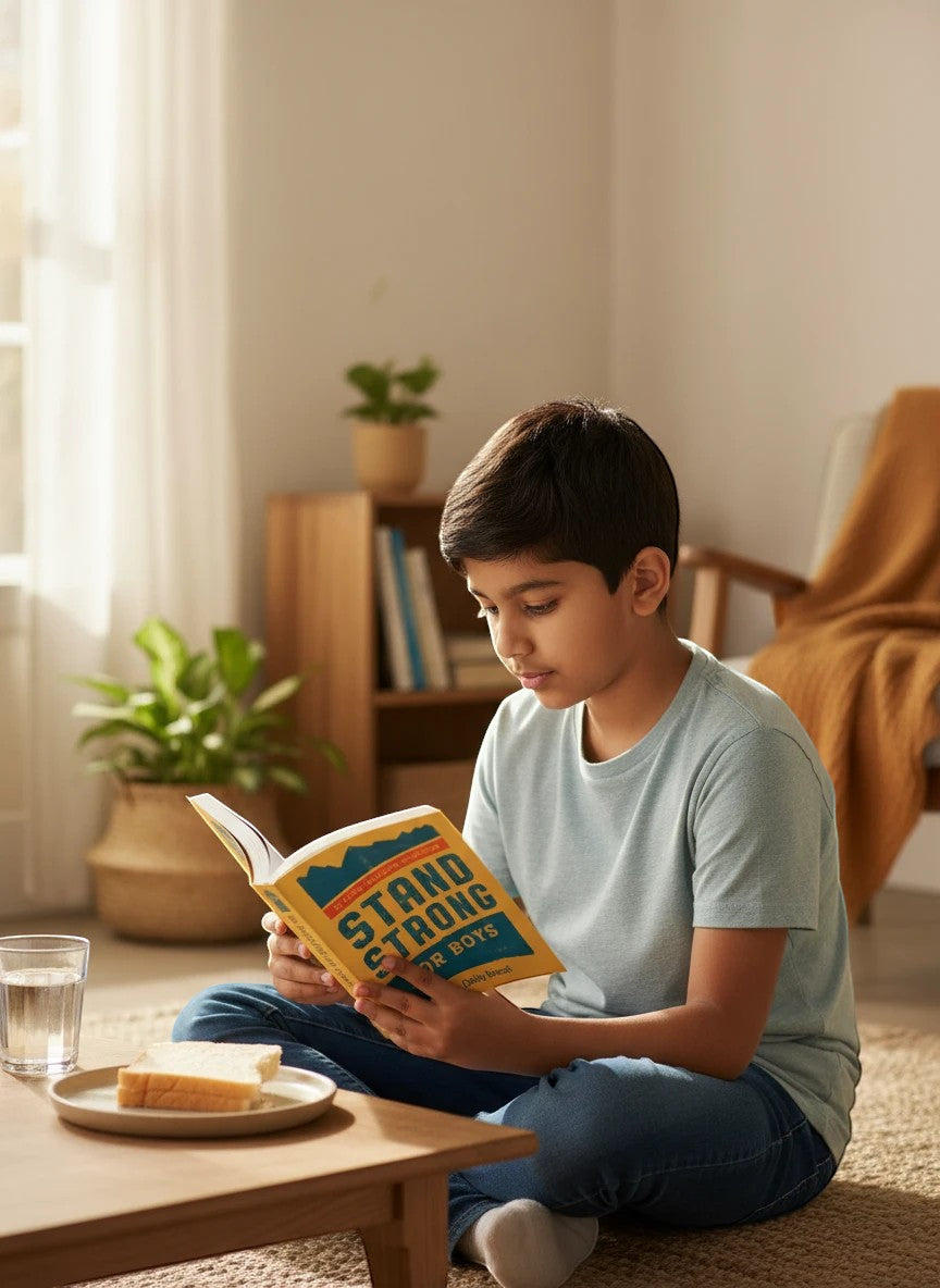 Discovery House Distributors Pvt Ltd Stand Strong for Boys paperback devotional book for ages 10-14, yellow cover.