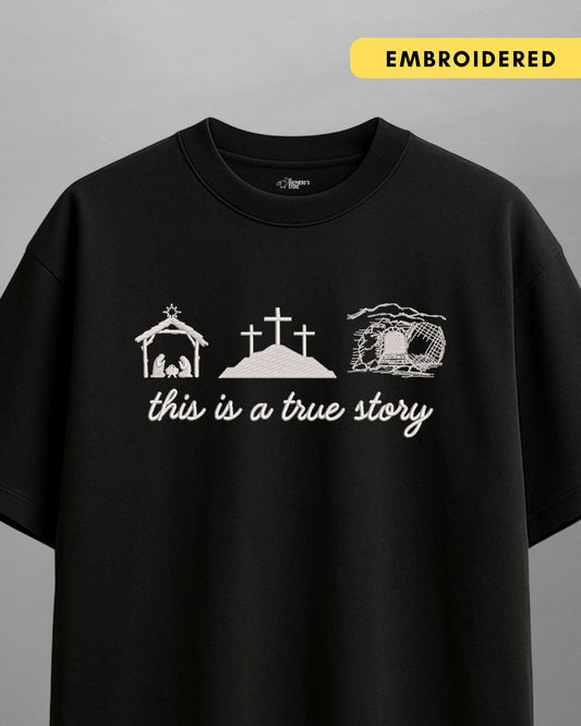 This is a true story — Oversized Unisex T-shirt