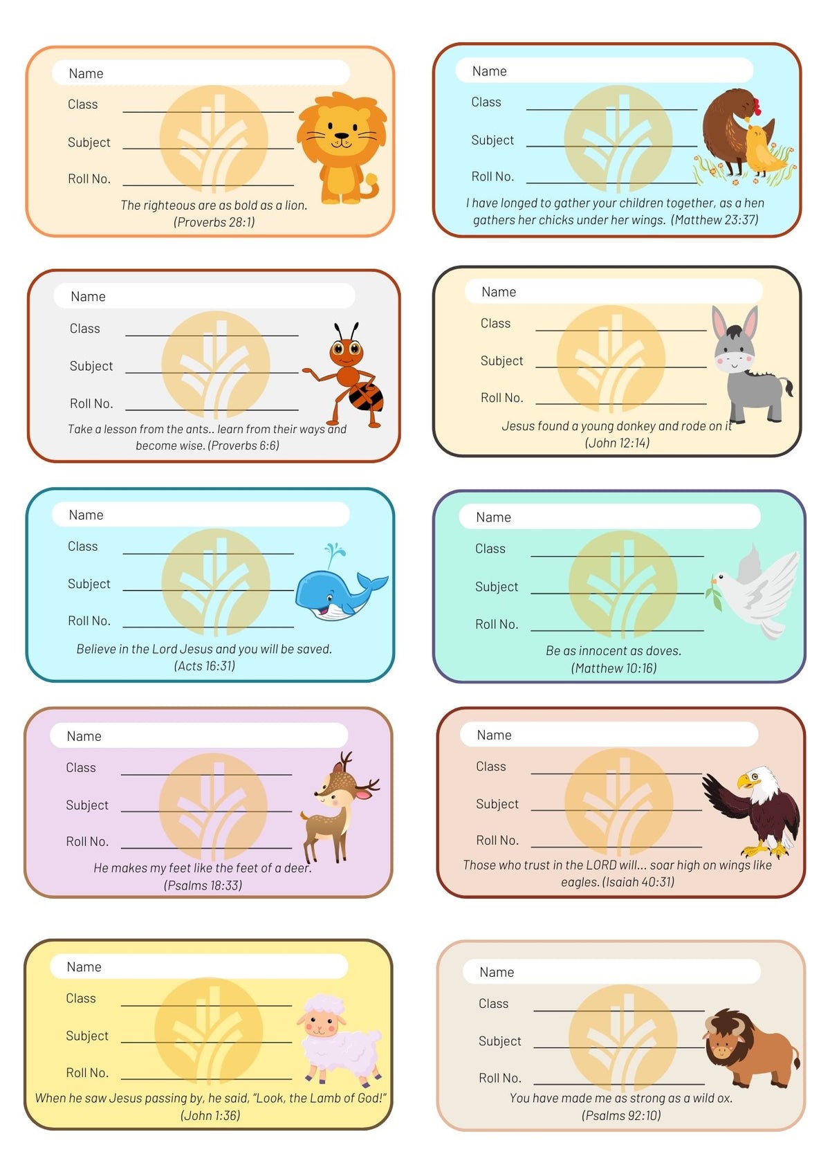 Scripture Book Labels Book labels - Animals in the Bible – Discovery House Distributors Pvt Ltd