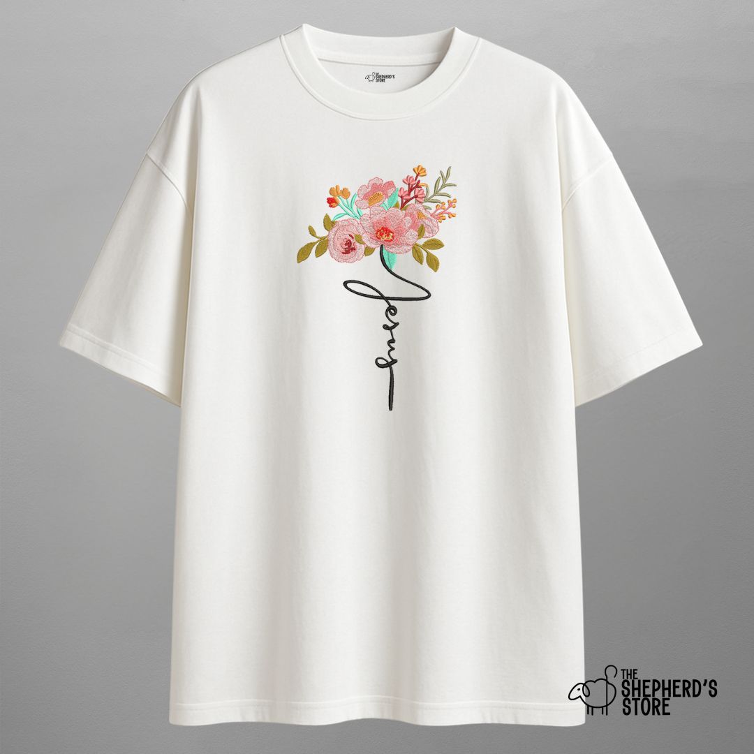 Jesus Floral — Oversized Unisex T-shirt