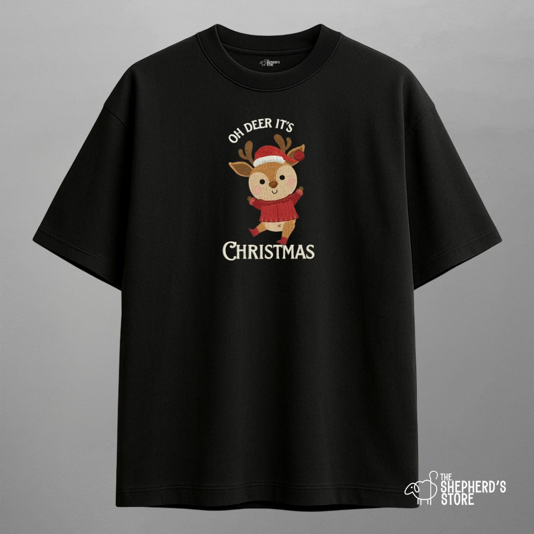 Oh Deer, It’s Christmas — Oversized Unisex T-shirt